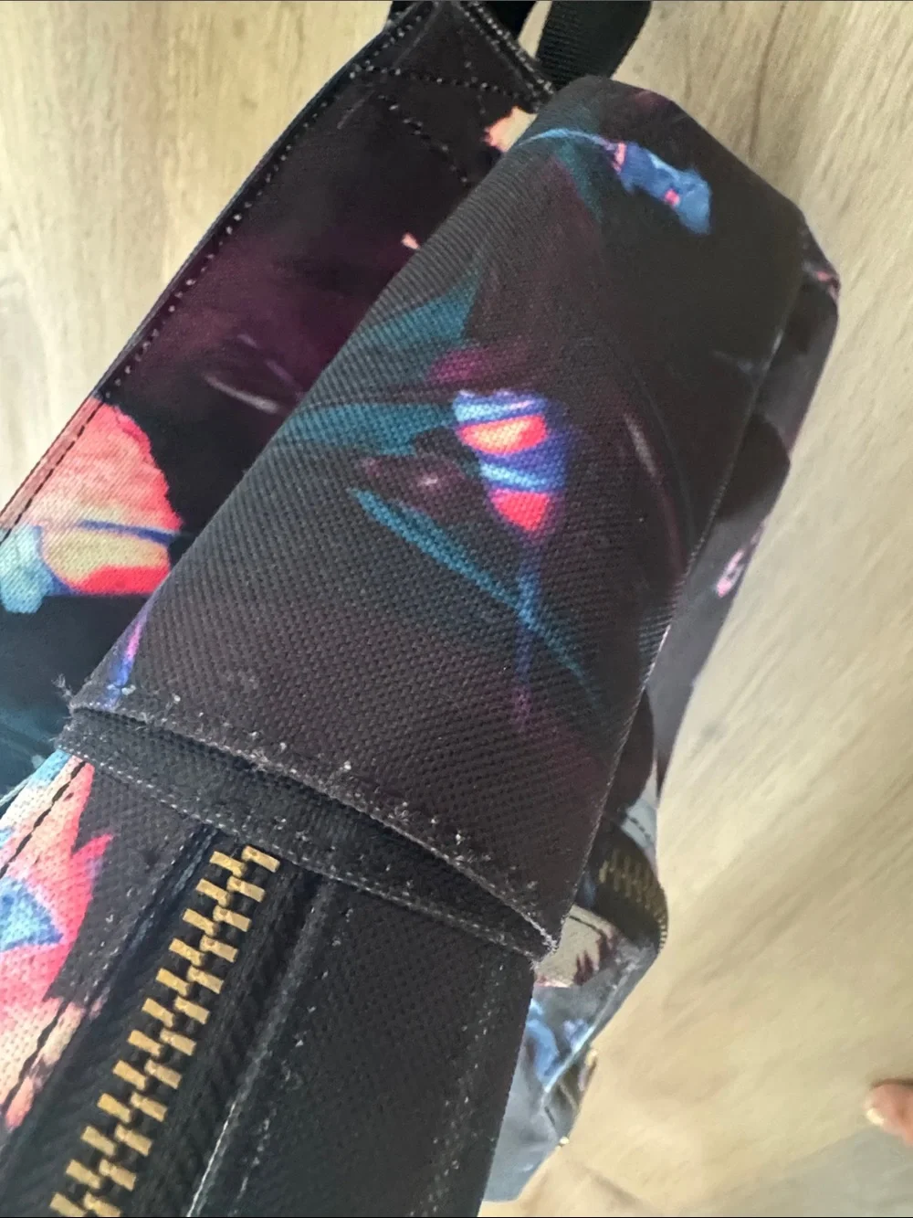 Herschel Supply Company Black Backpack with Blue and Pink Floral Accents